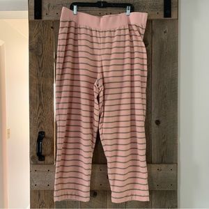 Women’s 3X 24W-26W Peach Grey Striped Pull On Warm Velour Sleep Lounge Pants EXC